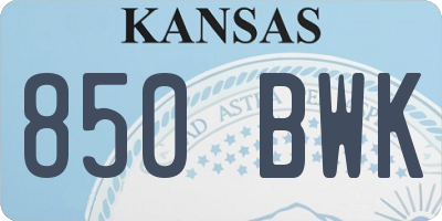 KS license plate 850BWK