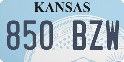 KS license plate 850BZW