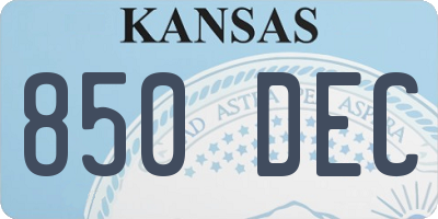 KS license plate 850DEC