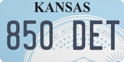 KS license plate 850DET