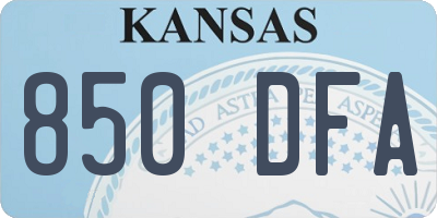 KS license plate 850DFA