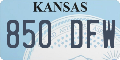 KS license plate 850DFW