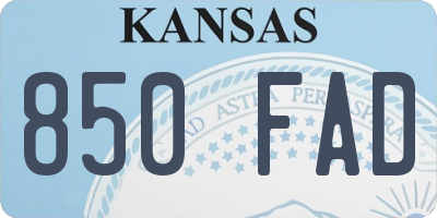KS license plate 850FAD