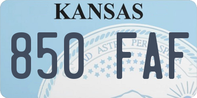 KS license plate 850FAF