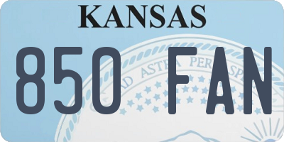 KS license plate 850FAN