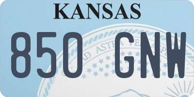 KS license plate 850GNW