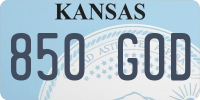 KS license plate 850GOD