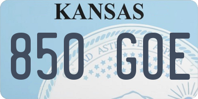 KS license plate 850GOE