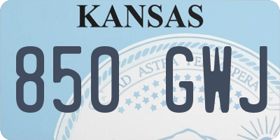 KS license plate 850GWJ