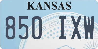 KS license plate 850IXW
