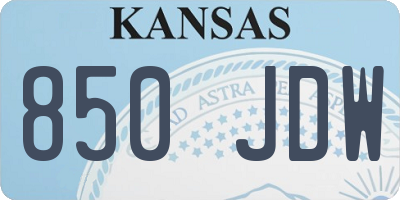 KS license plate 850JDW