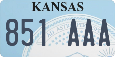 KS license plate 851AAA