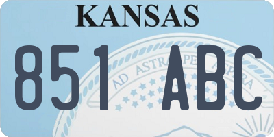 KS license plate 851ABC