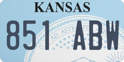 KS license plate 851ABW