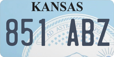 KS license plate 851ABZ