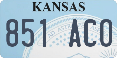 KS license plate 851ACO