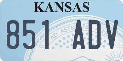 KS license plate 851ADV