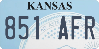 KS license plate 851AFR