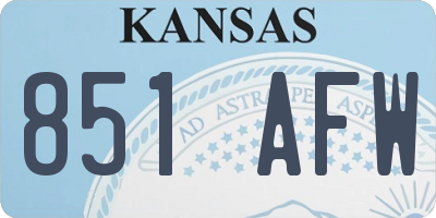 KS license plate 851AFW