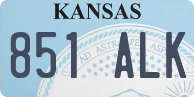 KS license plate 851ALK