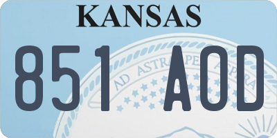 KS license plate 851AOD