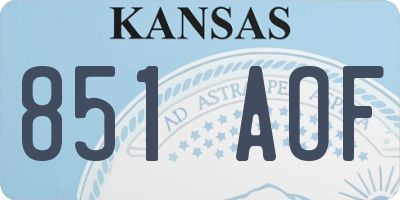 KS license plate 851AOF