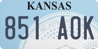 KS license plate 851AOK