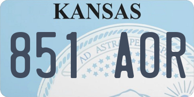 KS license plate 851AOR