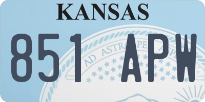 KS license plate 851APW