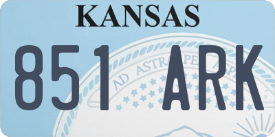 KS license plate 851ARK