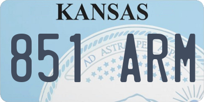 KS license plate 851ARM