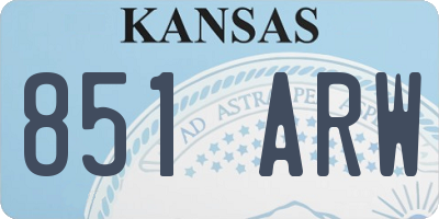 KS license plate 851ARW