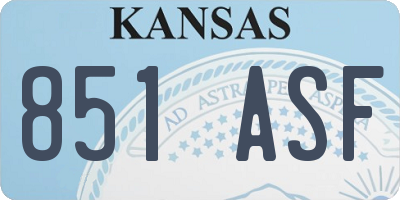 KS license plate 851ASF