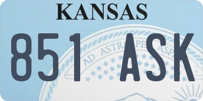 KS license plate 851ASK