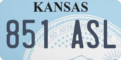 KS license plate 851ASL
