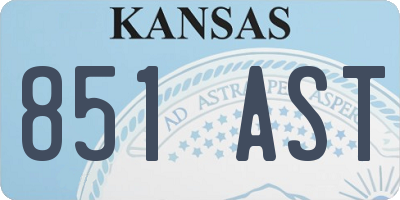 KS license plate 851AST