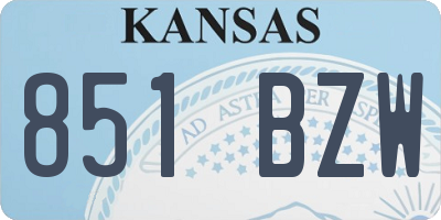 KS license plate 851BZW