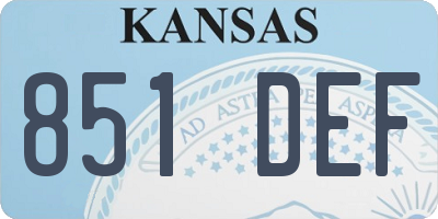 KS license plate 851DEF