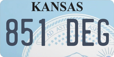 KS license plate 851DEG