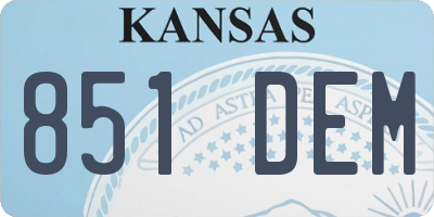 KS license plate 851DEM