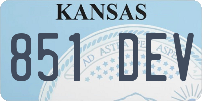 KS license plate 851DEV