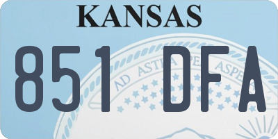KS license plate 851DFA