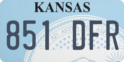 KS license plate 851DFR
