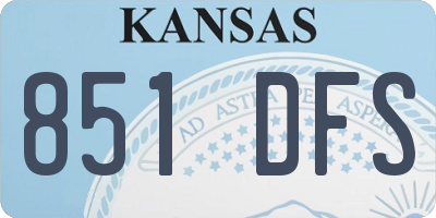 KS license plate 851DFS