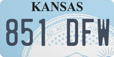 KS license plate 851DFW
