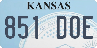 KS license plate 851DOE