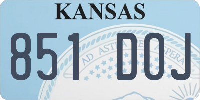 KS license plate 851DOJ