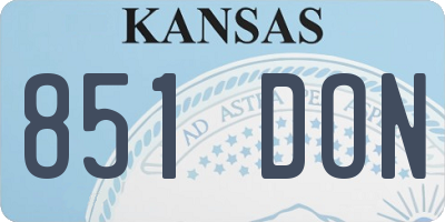 KS license plate 851DON