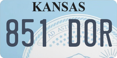 KS license plate 851DOR