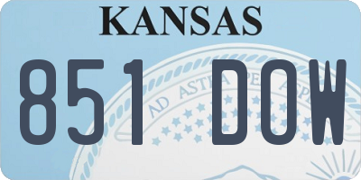 KS license plate 851DOW